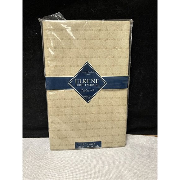 Elrene Home Fashions Tablecloth Flannel-backed Vinyl 70” Round - Picture 1 of 4
